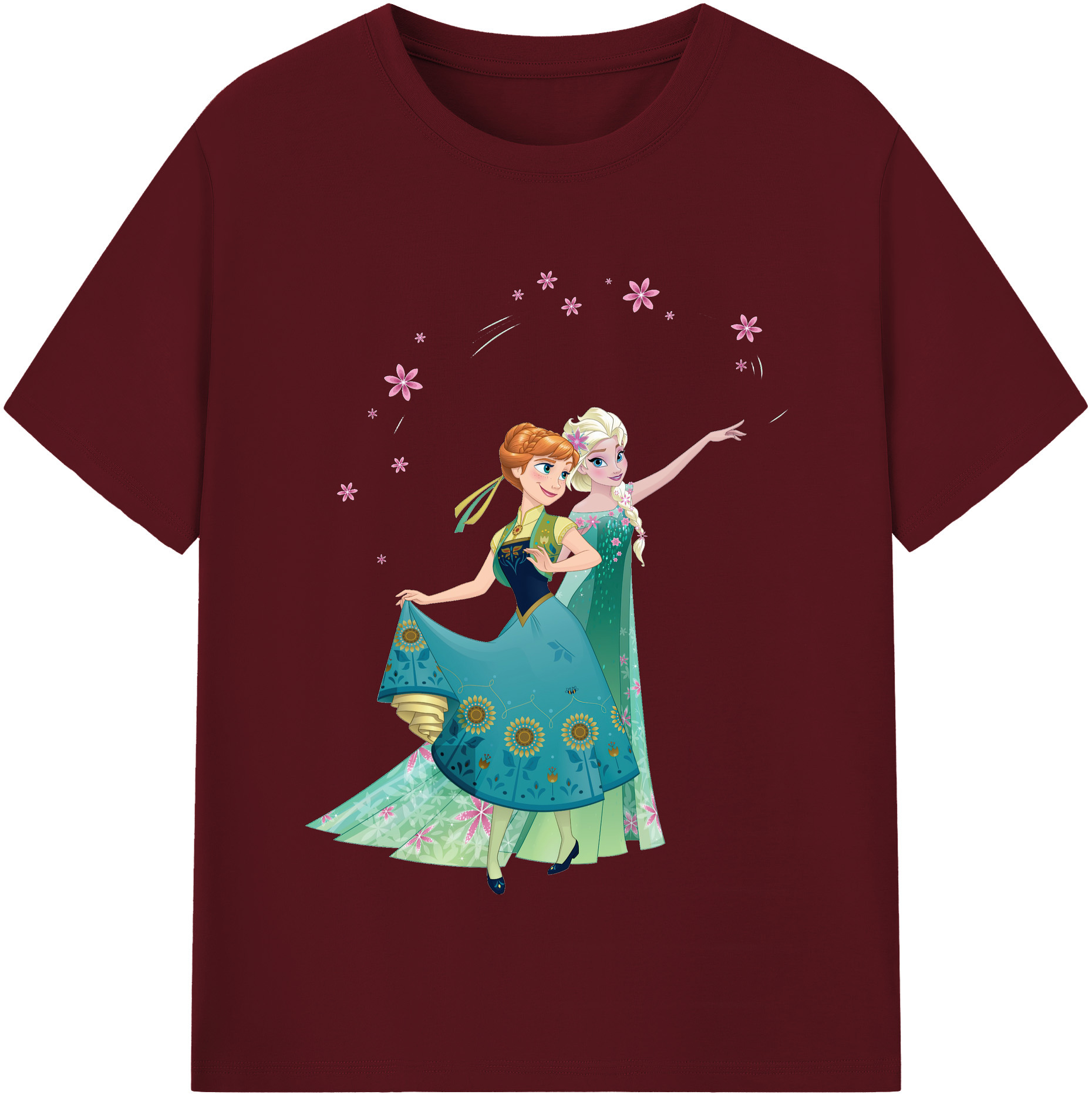 （画像用） アナと雪の女王 アンナ エルサ Frozen Anna Elsa 綿100％半袖Tシャツ（フロントプリント）
